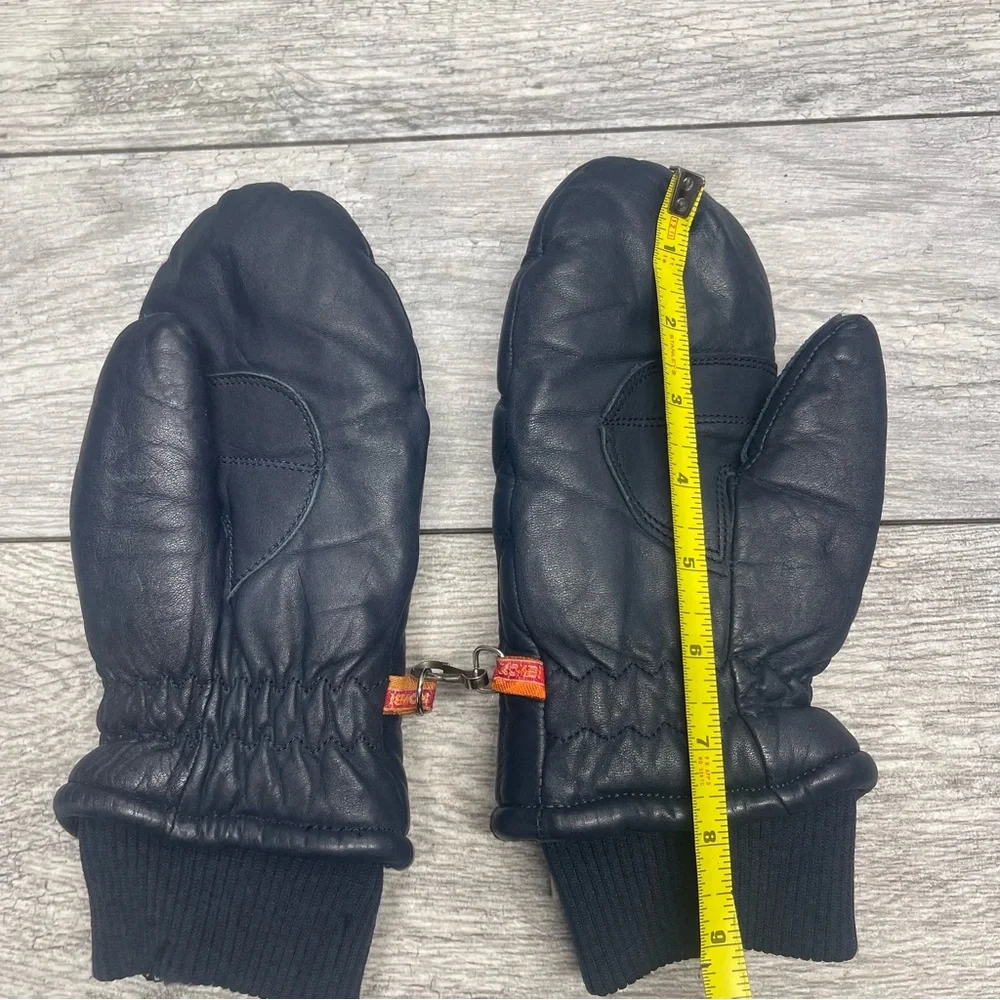 Vintage Kombi Blue Leather Mittens Diamond Pattern Women's Medium - Picture 4 of 8